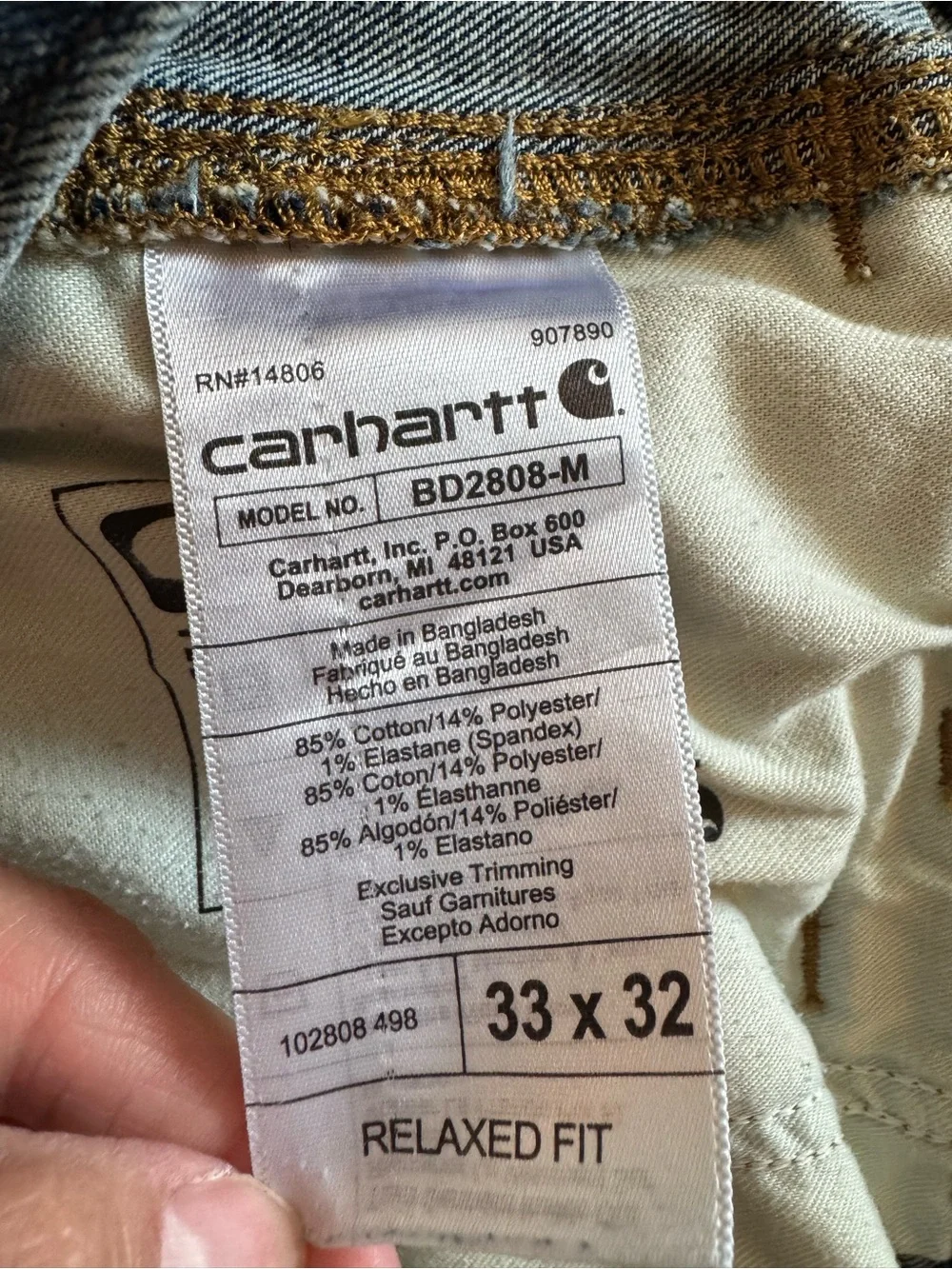 Carhartt Rugged Flex Relaxed Fit Utility Jeans 33x32 Medium Wash Carpenter